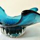 Large blue blown glass fruit bowl