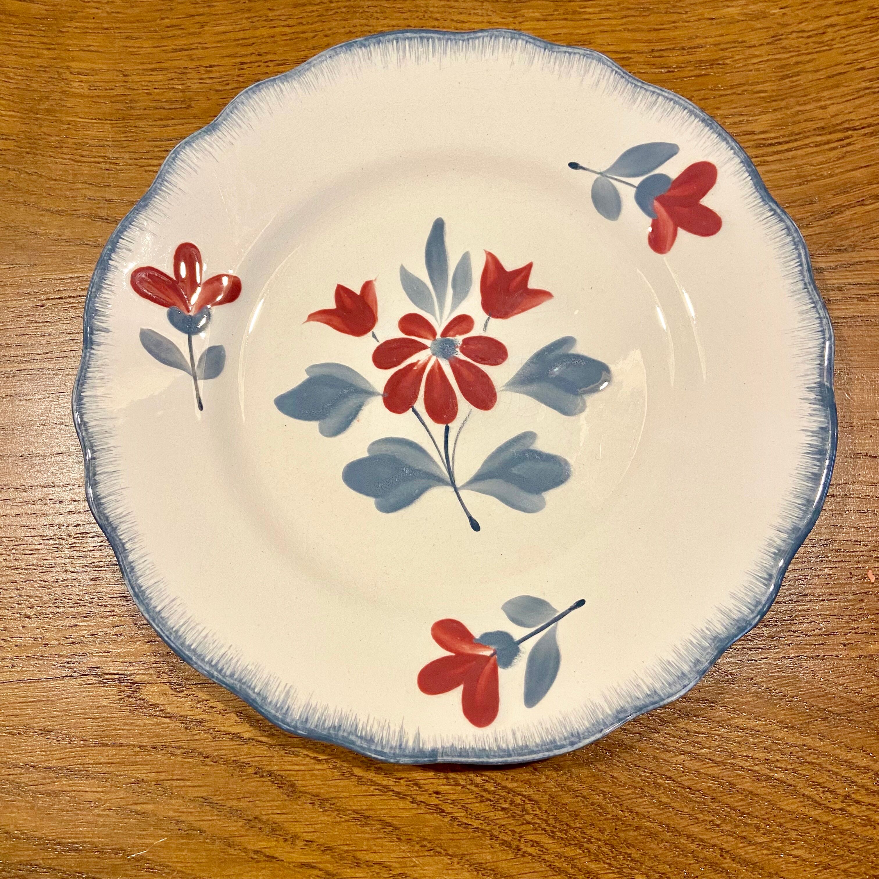 6 faience dessert plates Manufacture de Salins