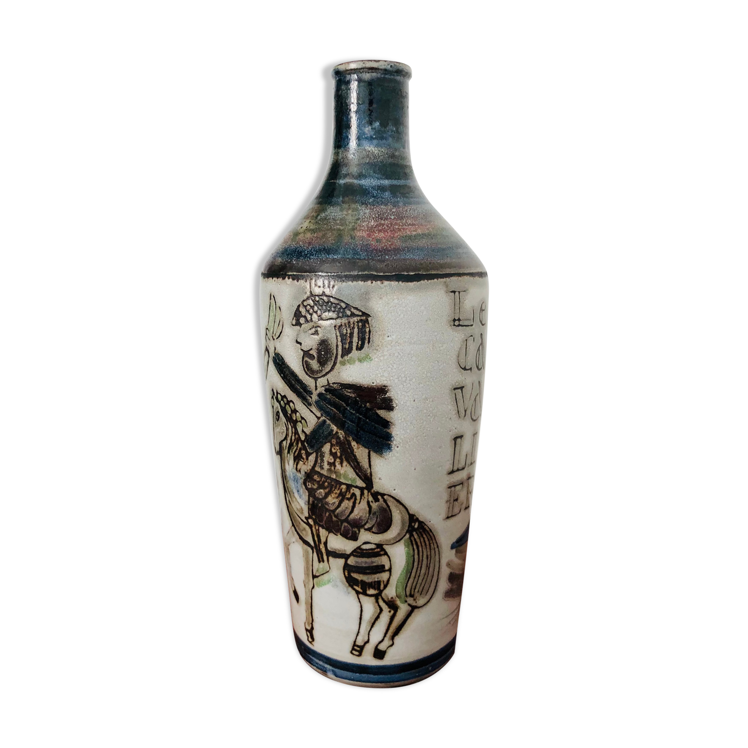 Vase en céramique "Le cavalier" de Raymonde Leduc, France années 60