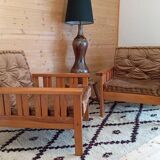 Pair of 70s pine armchairs