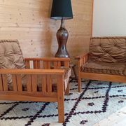 Pair of 70s pine armchairs