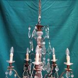 Bronze crystal chandelier.