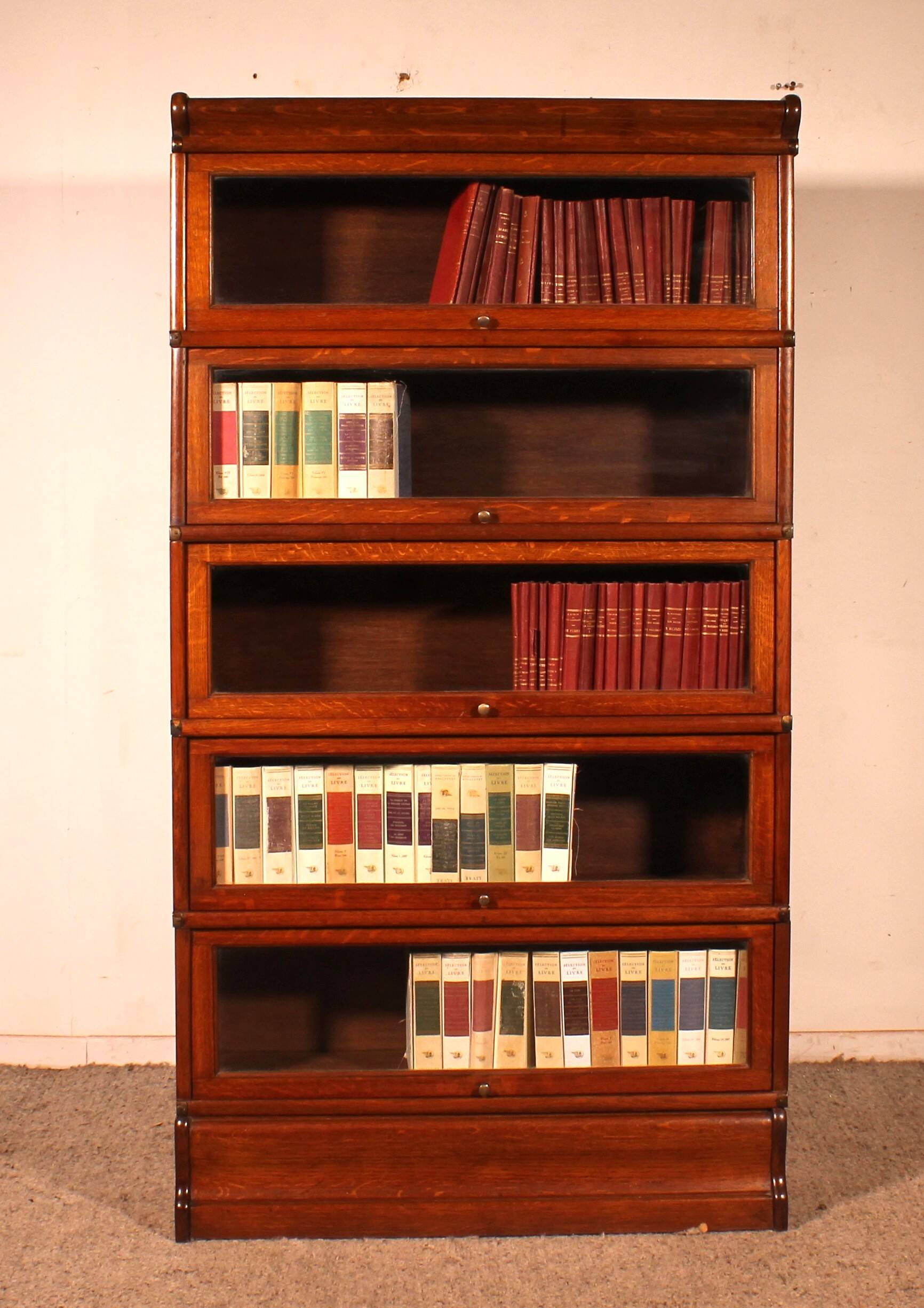 Globe Wernicke Library in oak, 5 pieces.