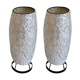 Paire de lampes de table- coquilles "argent" / blanc perle