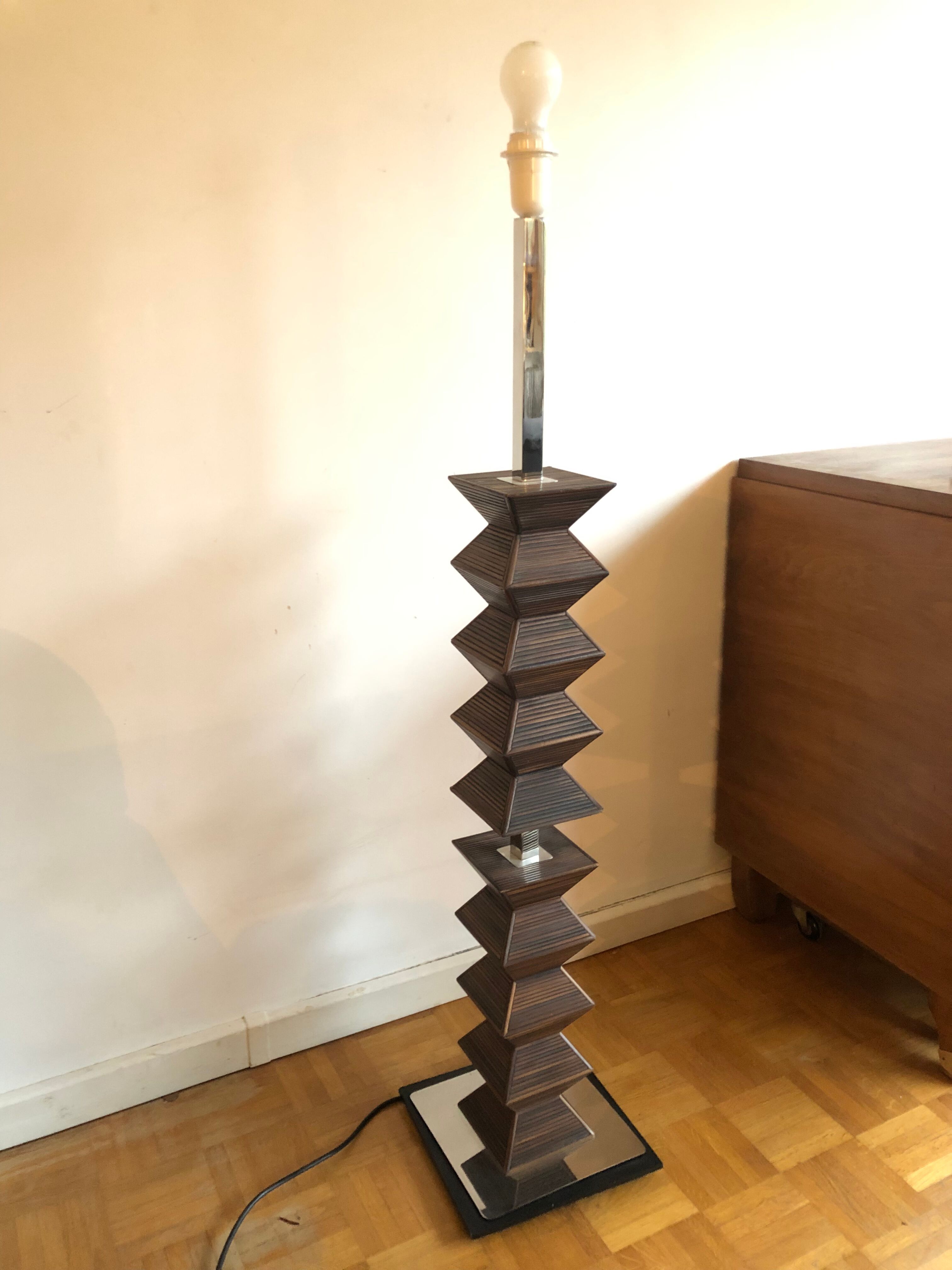 Wood and chrome design floor lamp