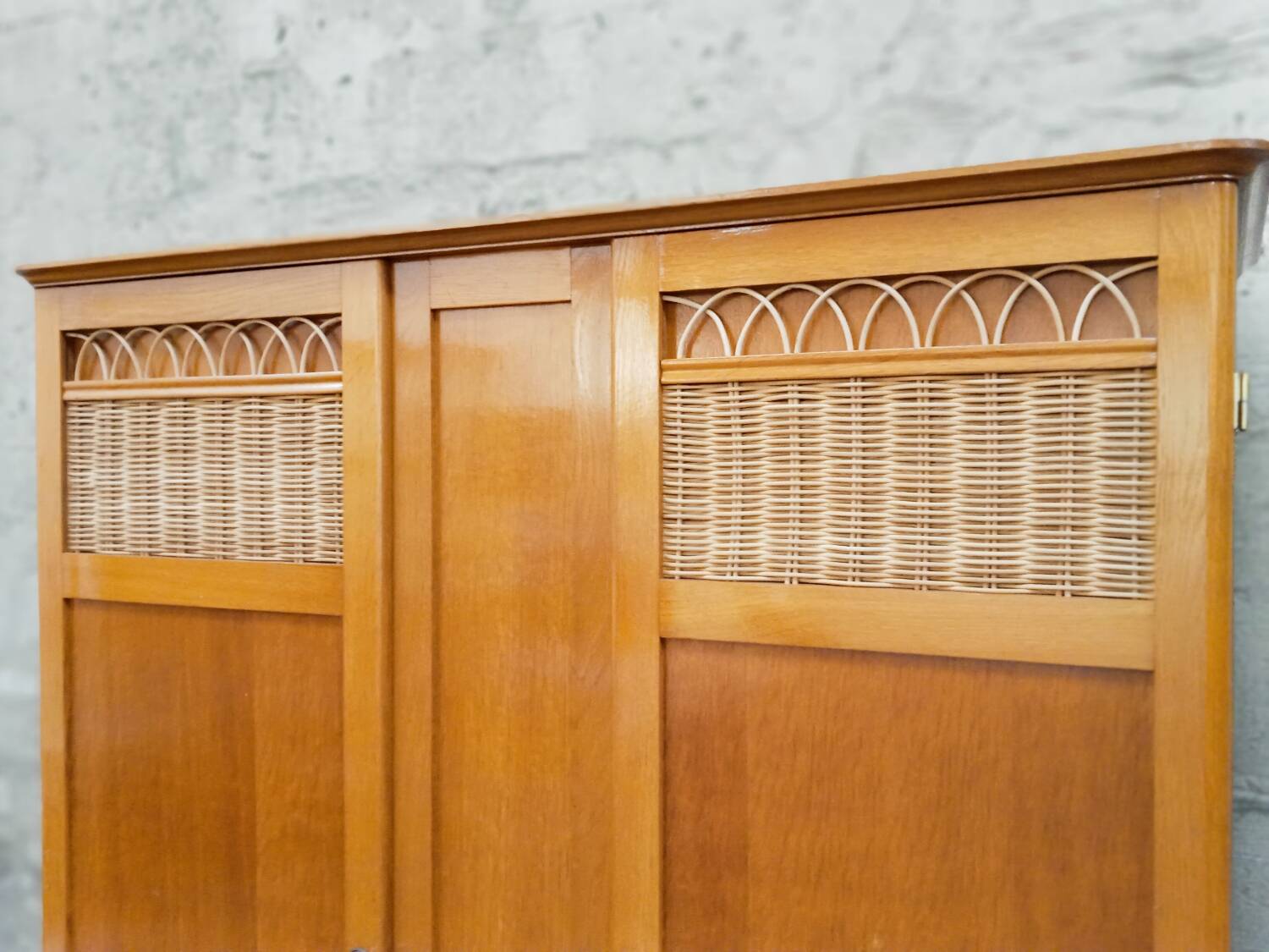 Wood & rattan cabinet