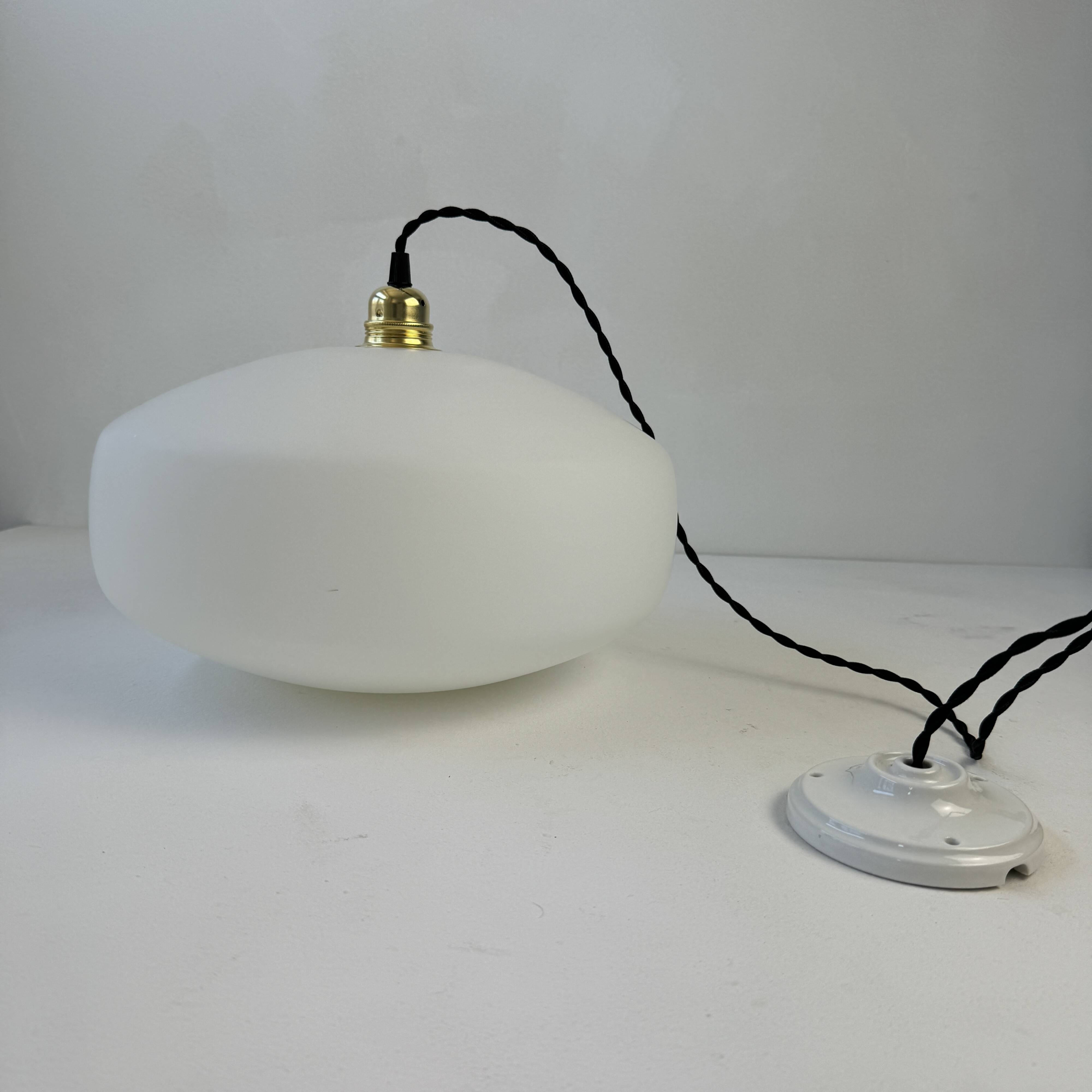 Large old opaline suspension xl 35 cm vintage