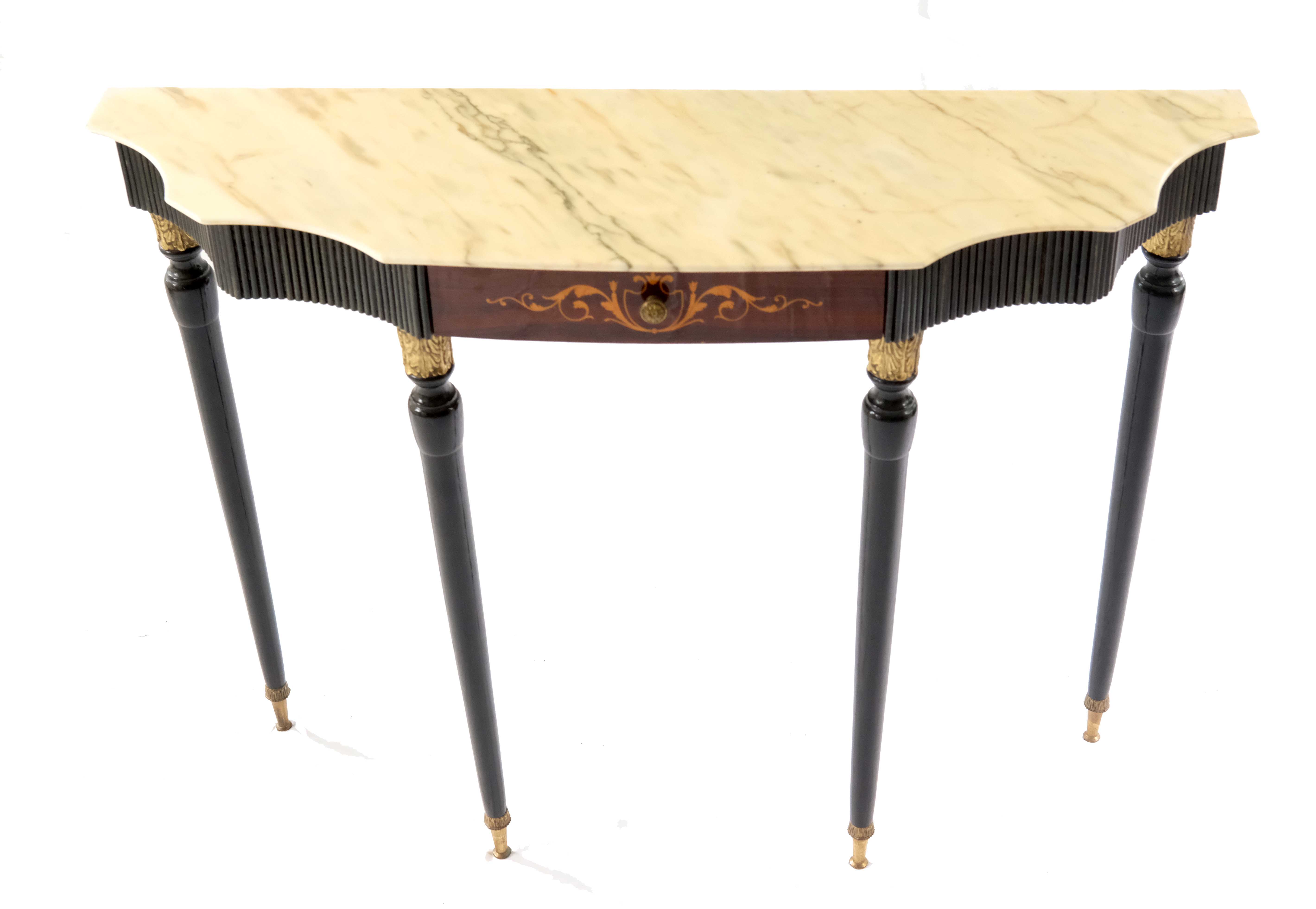 Mid-Century Vanity Table with Marble Top Table, Italy 1960's