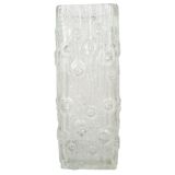 Large frosted glass floor vase in Op Art style by Peill & Putzler, Germany, mid-20th century, 1970s.