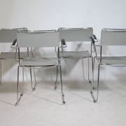 Mid-Century Design Chrome and Leather Chairs from Italy, Set of 4, 1970s