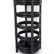 Dark rattan bamboo umbrella stand, 70s
