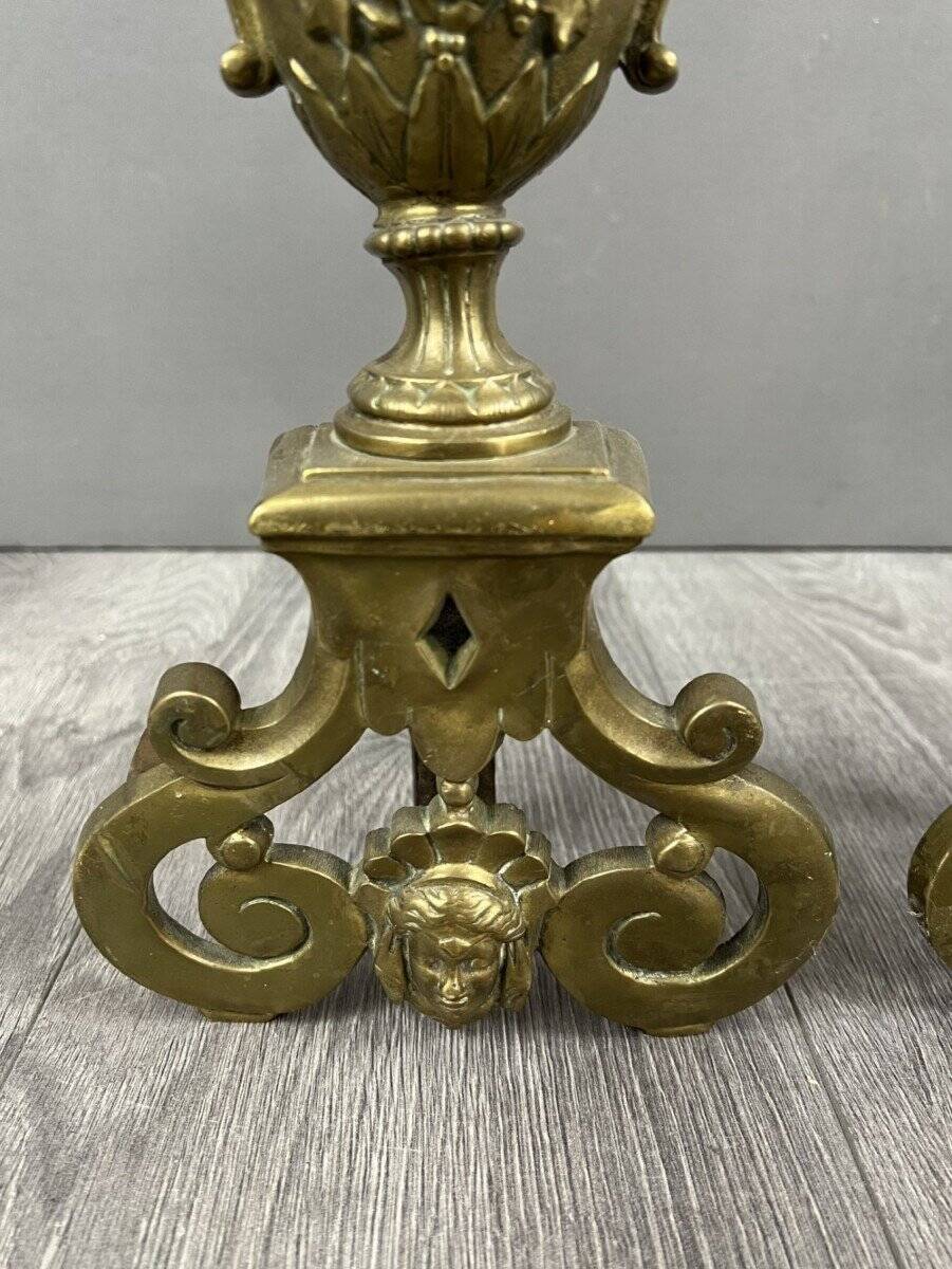 Chenets en bronze style Louis XVI, XIXème siècle