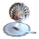 Shell butter dish and stainless steel knife