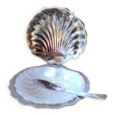 Shell butter dish and stainless steel knife