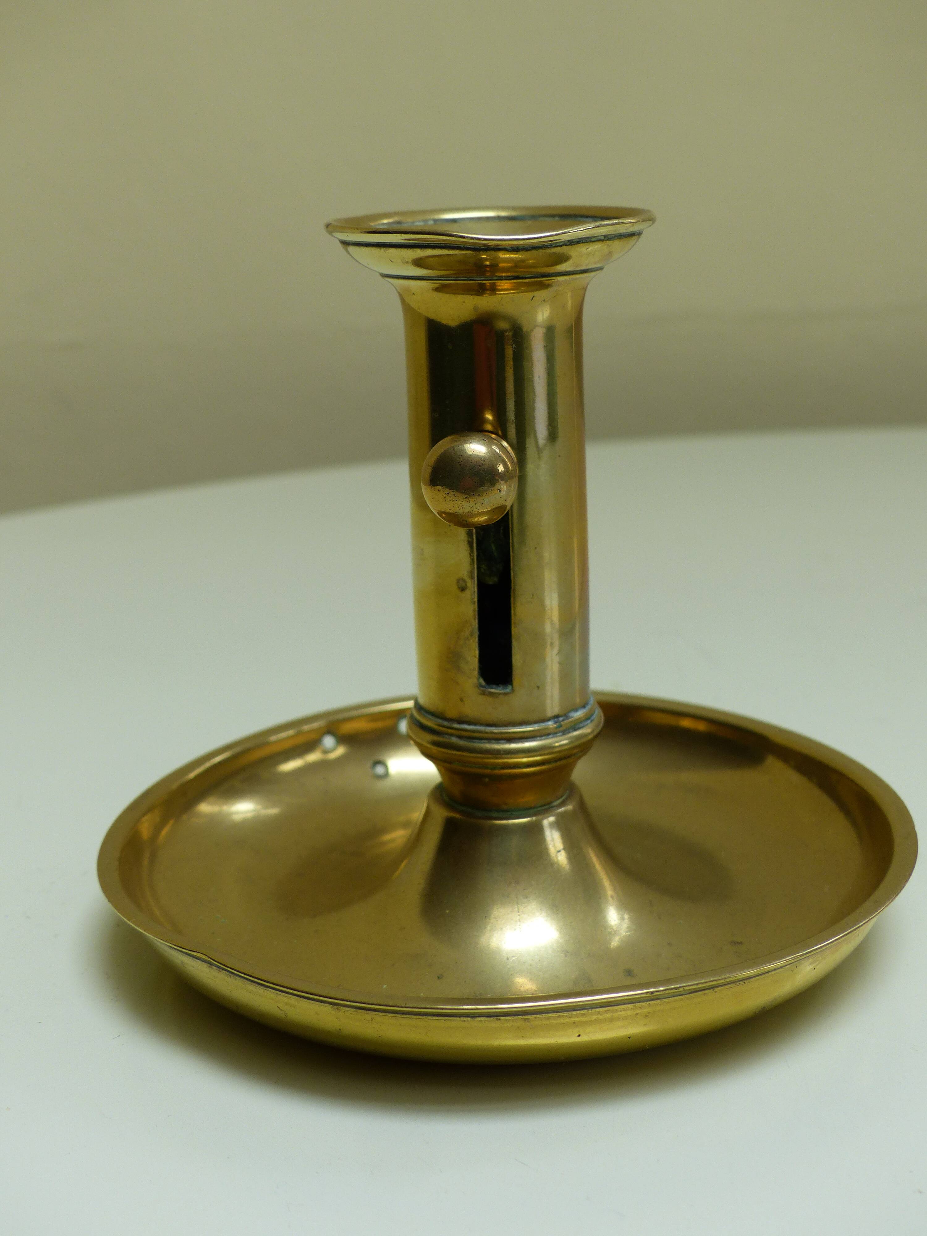 Telescopic candle holder gilded brass