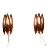Pair of 2 Danish vintage wall lamps Kastor by Jo Hammerborg, Fog og Morup