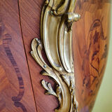 Louis XV chest of drawers marquetry and purple breccia marble