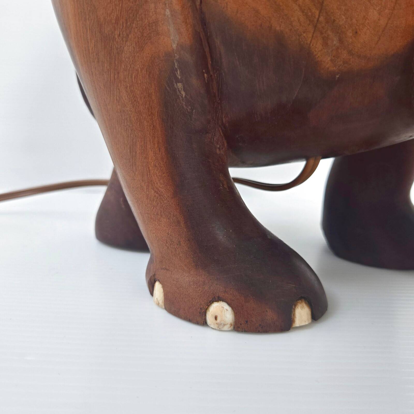Magnificent vintage art deco elephant lamp 1940s 1950s in solid wood 40s 50s