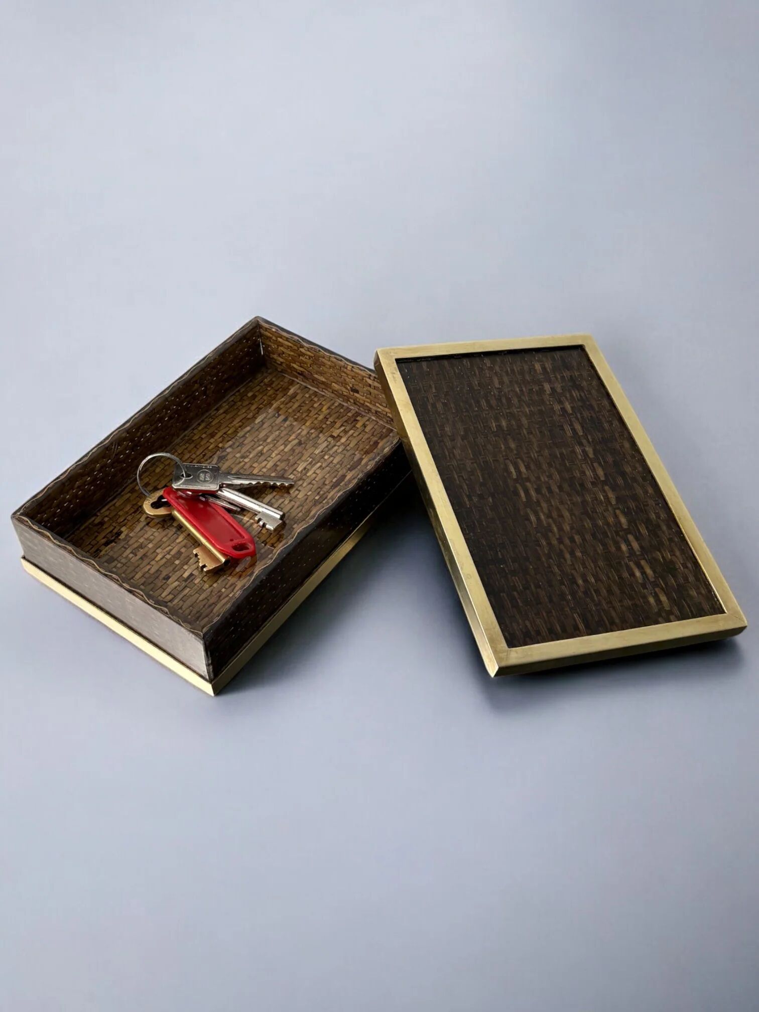 Lucite & rattan box, Christian Dior style, 1970