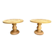 Paire de tables basses rondes, placage loupe 1980