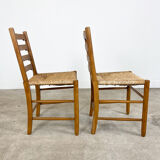 Set of two vintage Farmhouse chairs with cane seating