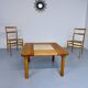 Table basse ancienne bois et travertin design des années 70 vintage