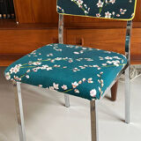 Chromed metal chair and Japanese fabric