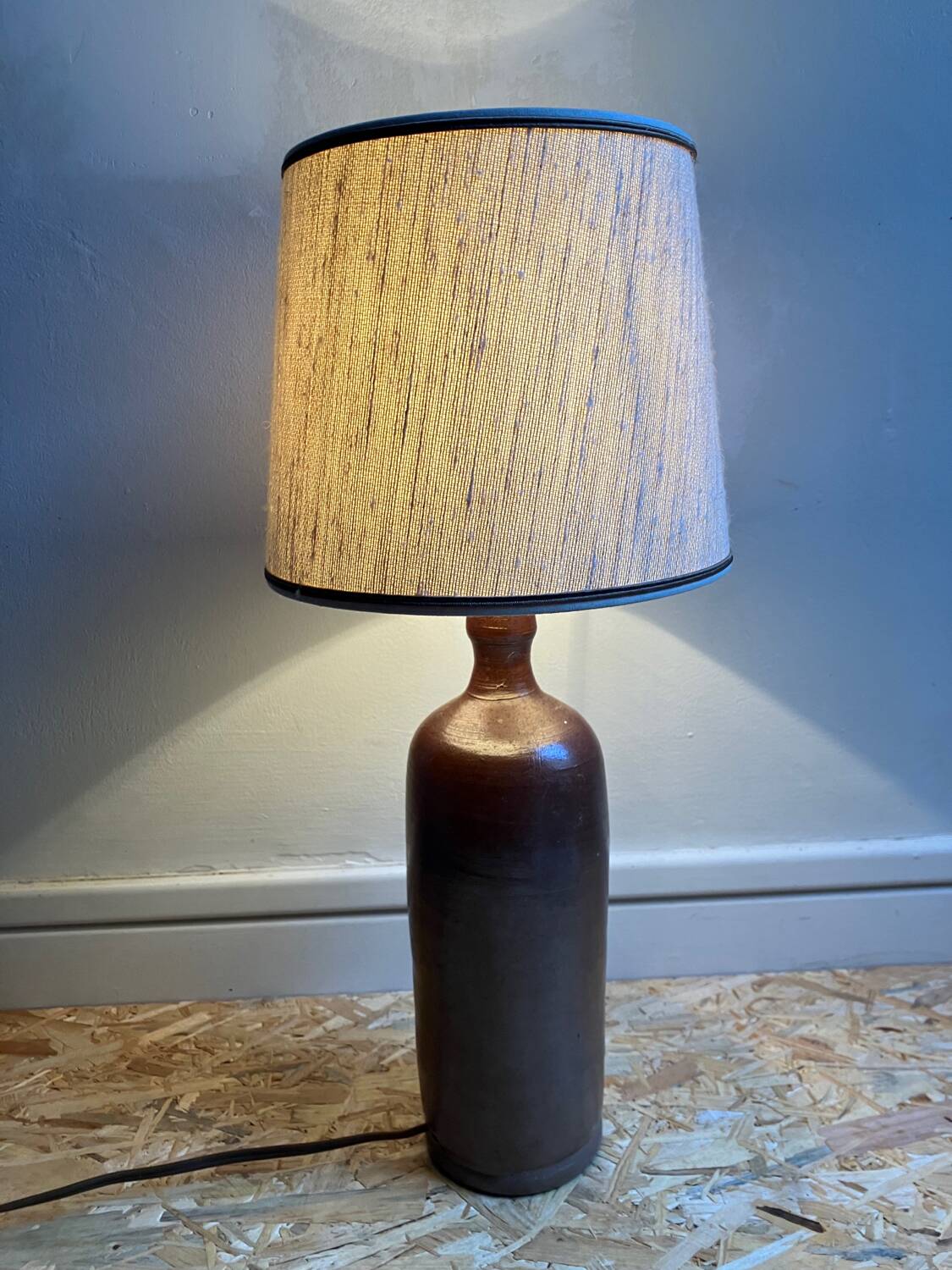 Vintage stoneware bottle lamp