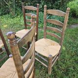 4 chaises Charles Dudouyt paillées design 40-50-60