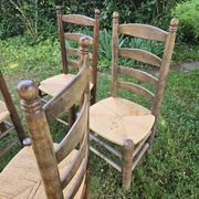 4 chaises Charles Dudouyt paillées design 40-50-60
