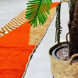 Tapis orange maroccain en laine 150cmx250cm