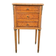 Vintage French Bedside Table with Marble Top and Brass Ornaments, 1920s