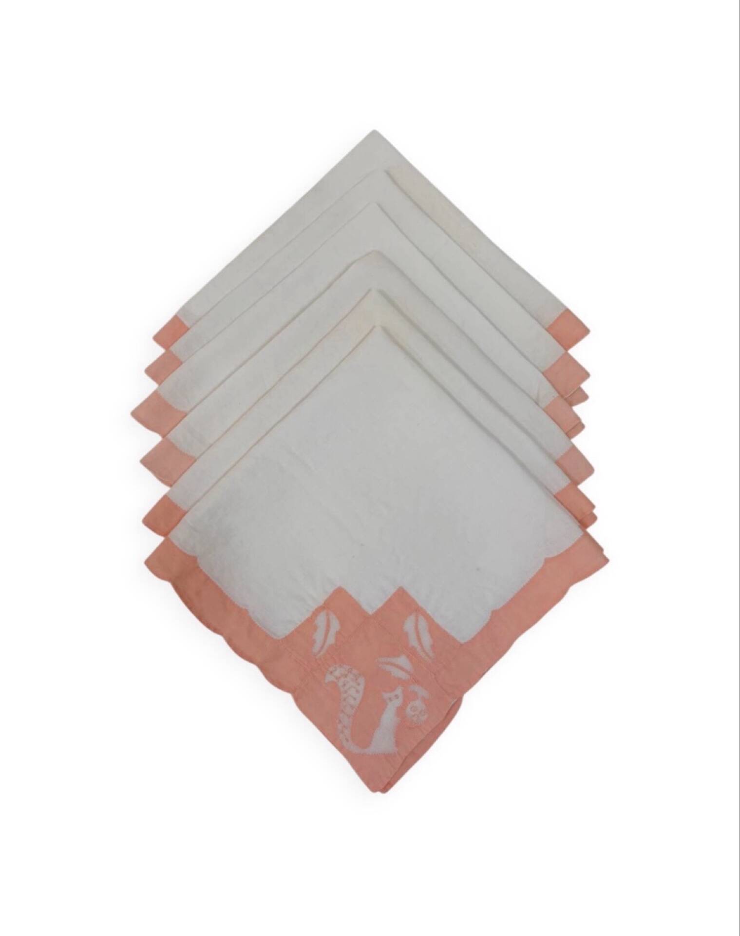 Art Deco table service from the 1930s: large rectangular tablecloth and 6 place settings.
