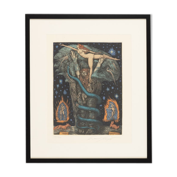 Adams Traum, Etching in Colors, 53 x 63 cm
