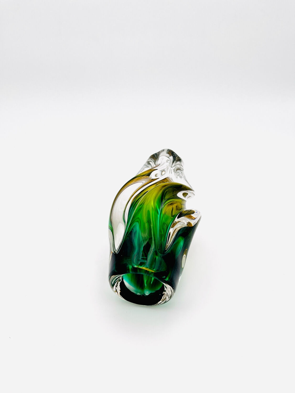 Vase Josef Hospodka - Sommerso - Amber & Emerald Green - Circa 1960