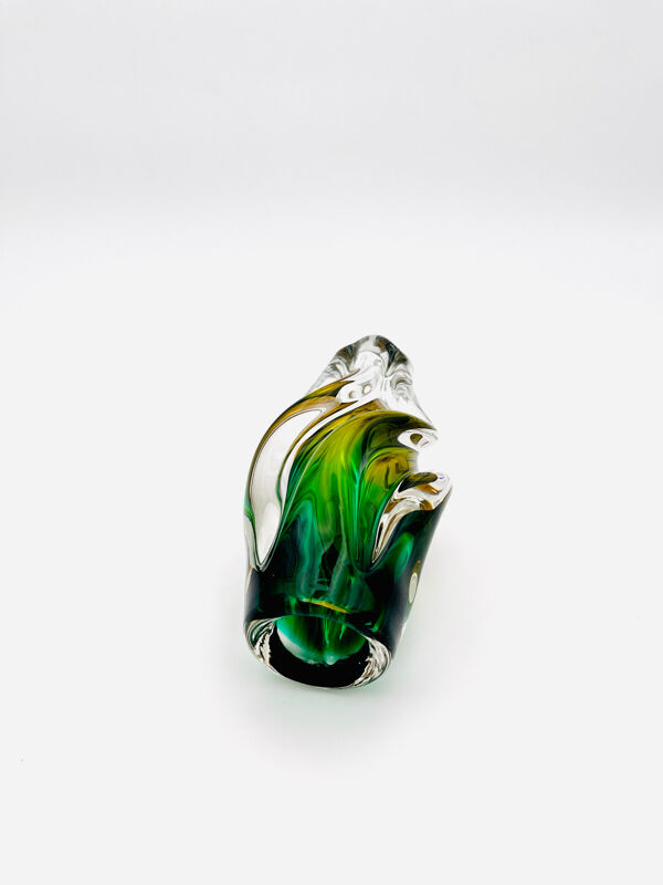 Vase Josef Hospodka - Sommerso -Ambre & Vert Émeraude - Circa 1960