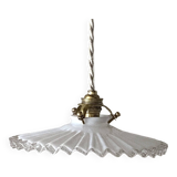 Pleated opaline pendant light