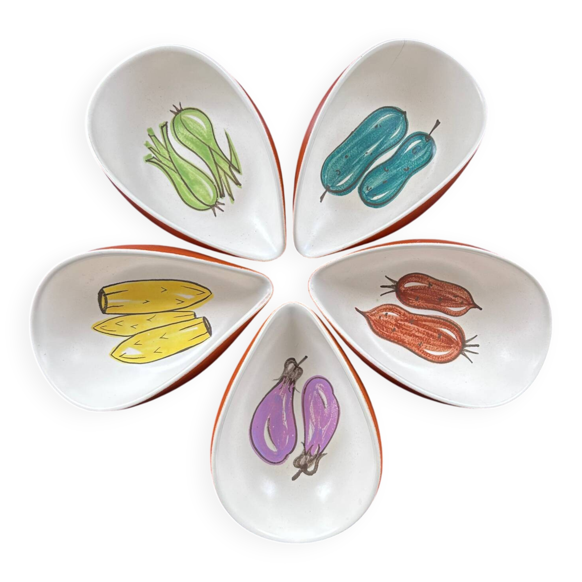Service de 5 coupelles décor légumes