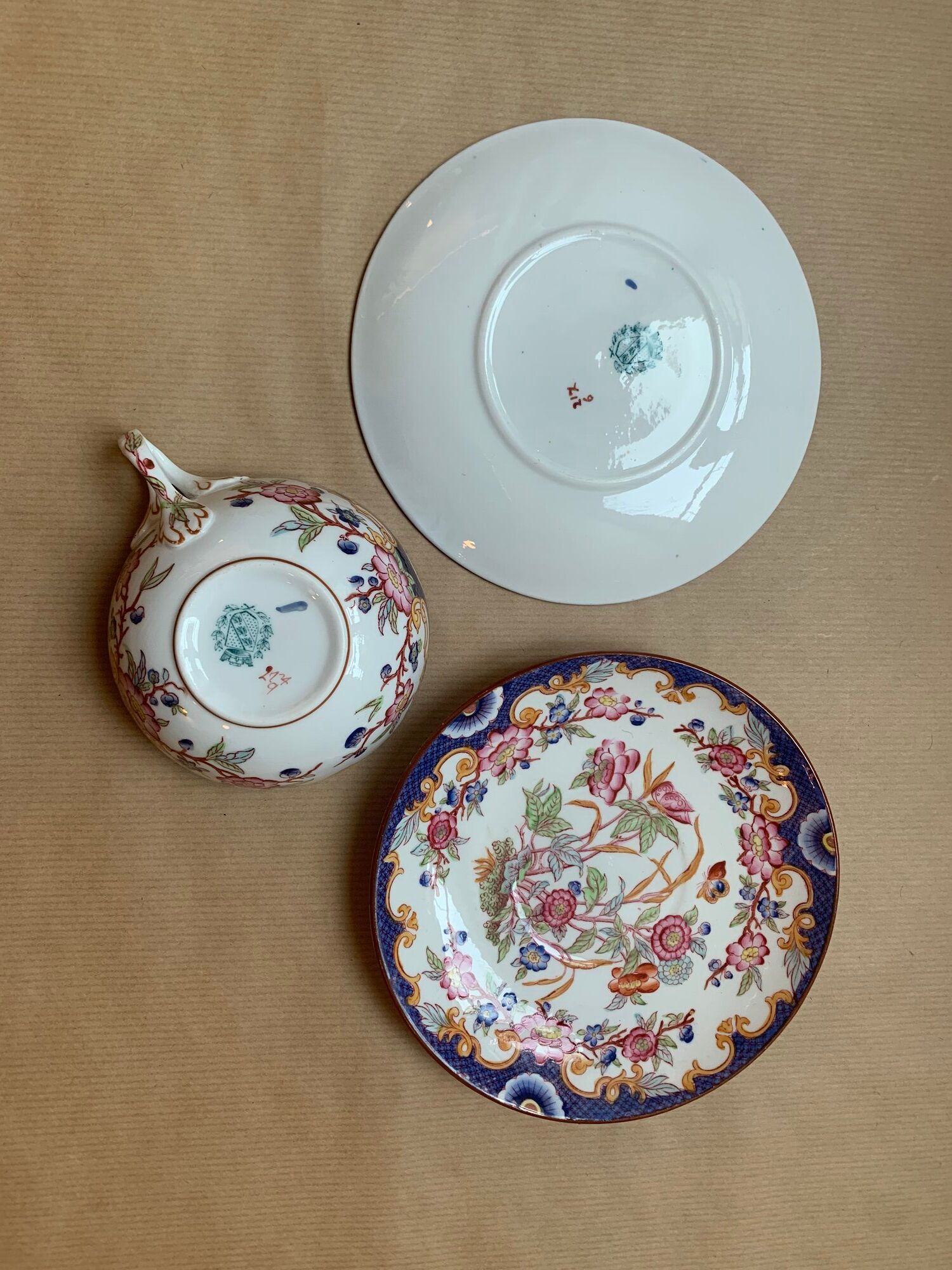 1 cup and two Sarreguemines porcelain saucers