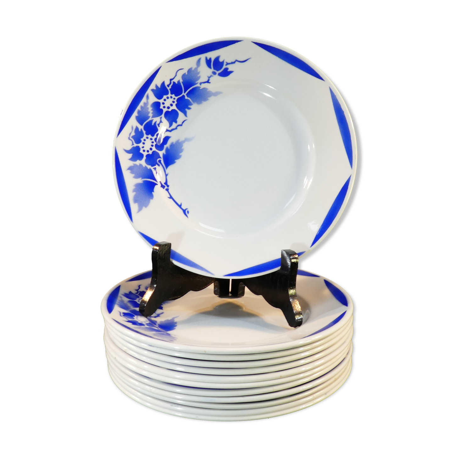 12 flat plates HAMAGE & MOULINS DES LOUPS décor GRANVILLE