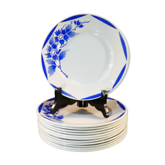 12 flat plates HAMAGE & MOULINS DES LOUPS décor GRANVILLE