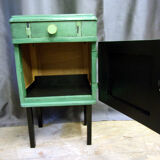 Chevet, art-deco back furniture revisited green and lily root