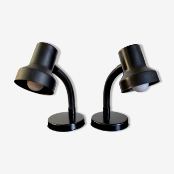 Pair of black Italian bedside lamps