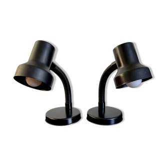Pair of black Italian bedside lamps