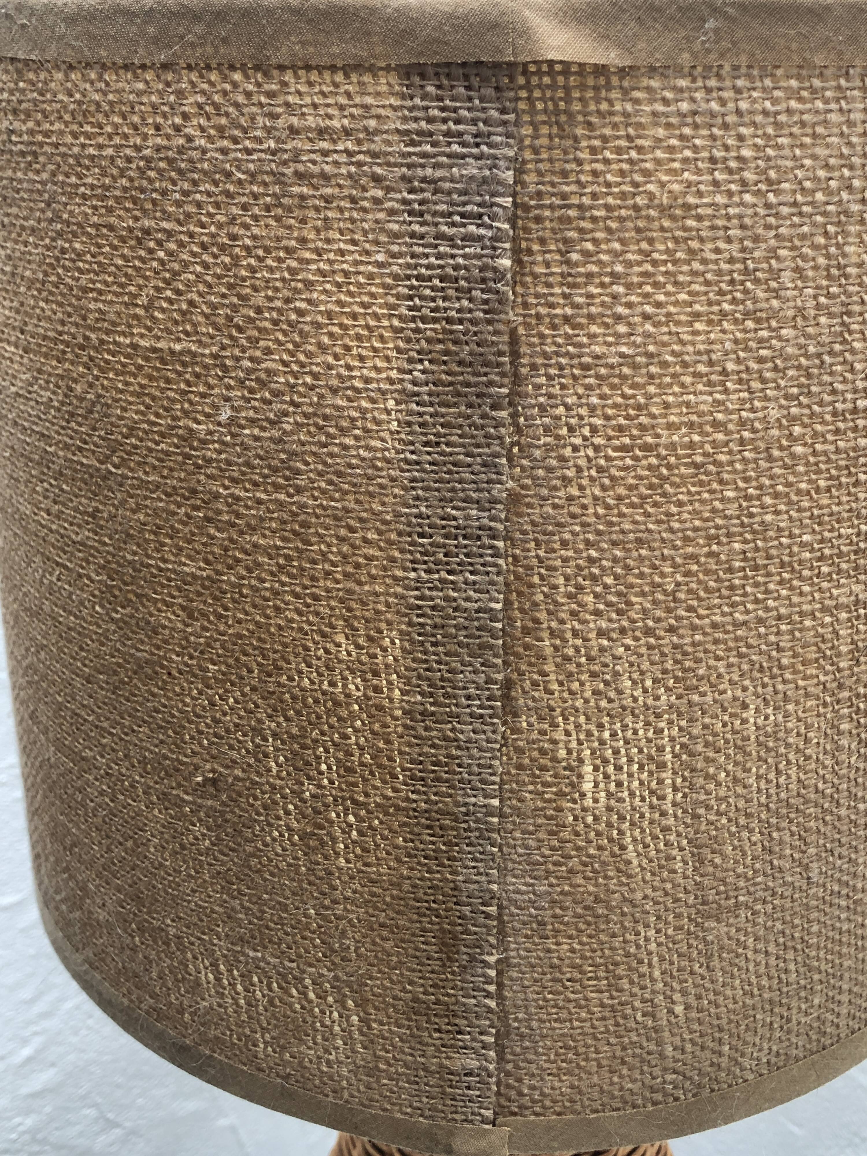 Rattan lamp and jute lampshade