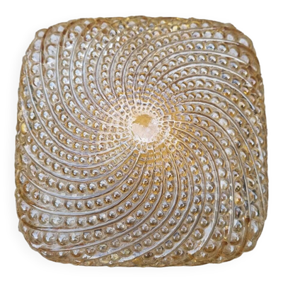 Plafonnier carré ambre, bubbles, vintage, années 60