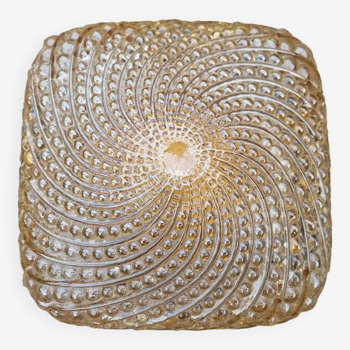 Square amber ceiling light, bubbles, vintage, 60s