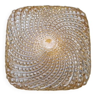 Square amber ceiling light, bubbles, vintage, 60s