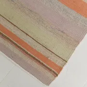 Salmon & Pink Mid Cenyury Modern Kilim Rug, Vintage Striped Boho Carpet