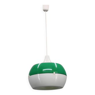 Suspension vintage italienne en plastique vert et blanc, années 1970 — Style moderne de l'ère spatiale